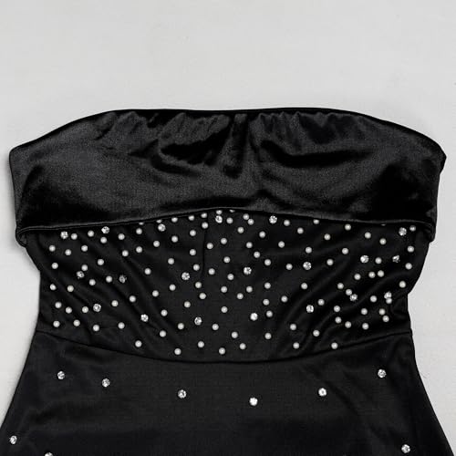 Image of PORRCEY Women's Sexy Elegant Rhinestone Bodycon Dress Hot Drilling Clubwear