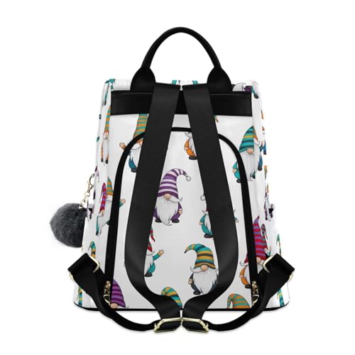 Mochila antirrobo de rayas para mujer Gnomes con pompón 2
