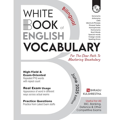 Image of PW White Book of English Vocabulary June 2025 Edition By Bhragu Sir For SSC CGL, CHSL, MTS, CPO, GD, Banking, Defence, Teaching & Other Competitive Exams (Bilingual) [Paperback] Bhragu Kulshrestha