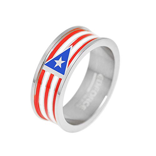 My Daily Styles Men's Stainless Steel Puerto Rico Flag Band Ring - Size 10 #TOP24