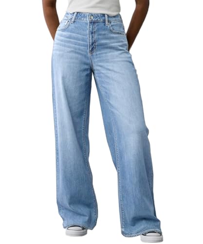 Mars power Women's Wide Leg Jeans High Waisted Baggy Straight Leg Loose Stretchy Casual Denim Pants (Light Blue, XL)