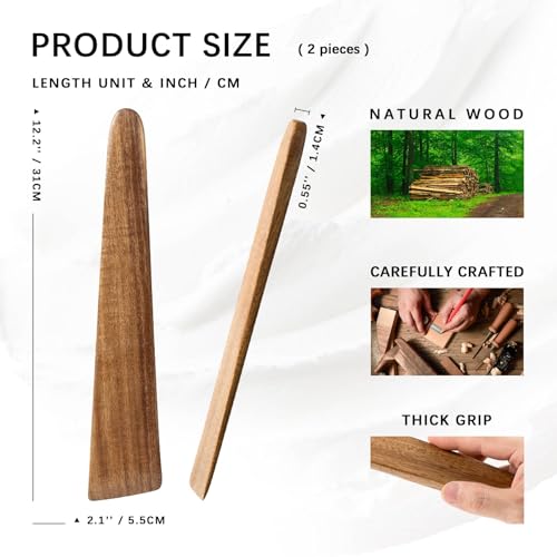 Hefild Wooden Spatula for Cooking Set of 2 – 12 Inch Acacia Wood Spatula with Thin Edge for Flipping – Flat Wooden Spatulas for Nonstick Pans – Sturdy Wood Cooking Utensils for Daily Use by Hefild - Image 2