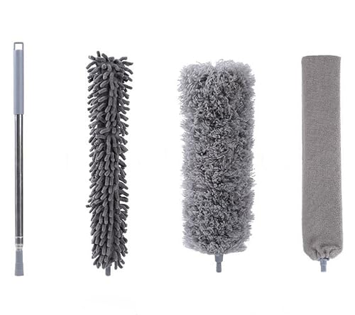 30in -100in Feather Duster,Extendable Microfiber Telescoping Duster with Bendable Head for Cleaning Ceiling Fan, Cobweb,Gap, High Ceiling, Blinds, Furniture, Cars