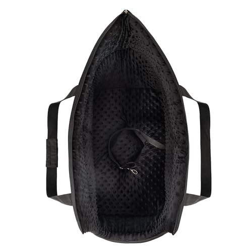 BOUTIQUE ZOO Hundetragetasche XL bis 15 kg – große Transporttasche für mittelgroße Hunde & Katzen – weich, faltbar & waschbar – 52×35×39 cm – Schwarz/Minky