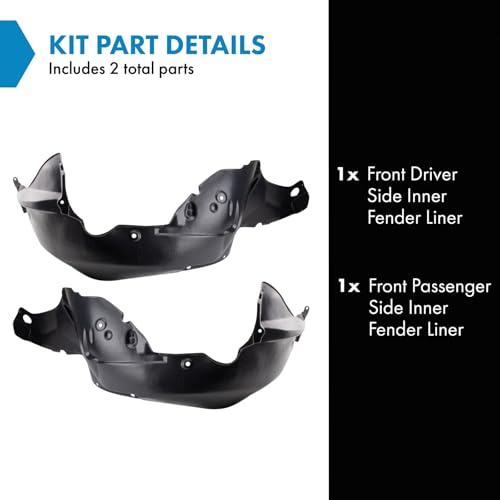 Image of TRQ Front Inner Fender Liner Set Compatible with 2010-2012 Ford Fusion FO1248143 FO1249143