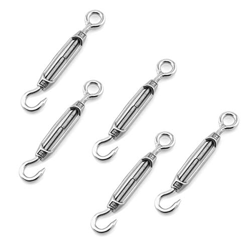 Lind Kitchen 5Pcs M4 Hook & Eye Turnbuckle Stainless Steel Rigging Tightener Hardware Fittings Wire Rope Tensioner Co #TOP1