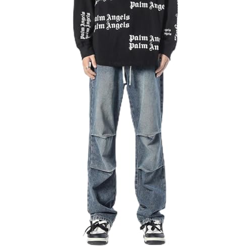 Jeans Pants Trouser Denim Spring and Autumn High Street Casual Loose Retro Drawstring Classic Paratrooper