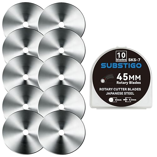 10 Pack 45mm Rotary Cutter Blades for Fiskars Blade Replacement Compatible with Fiskars Rotary Cutters Sharp Rotary Cutter Blade for Quilting/Sewing/Arts Crafts (SKS-7 Grey)
