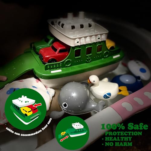 Okgiugn 8007 Ferry Boat With 4 Car And 4 Wind Up Bath Swimming Toys, Kids Bath Toy Floating Vehicle Whales Submarines Swans Rockets, Bathtub Bathroom Pool Beach Toy Set thumb #7