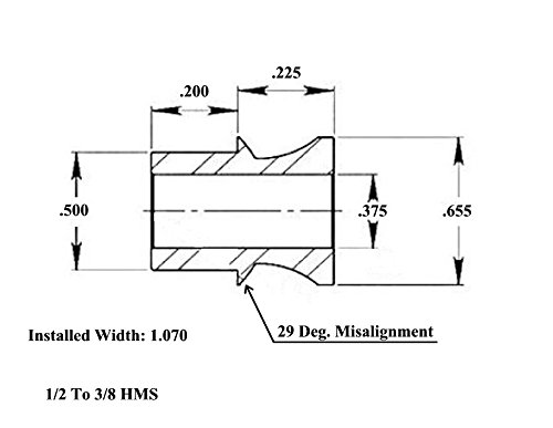 QSC 1/2 X 1/2-20 Economy 4-Link Rod End Kit with 1/2-3/8 High Misalignment Spacers, Rod End, Heim Joint