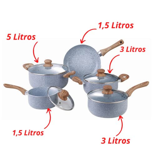 Conjunto de Panelas Indução Antiaderente Cerâmica Granite 5 Peças 5 Conjunto de Panelas Indução Antiaderente Cerâmica Granite 5 Peças - Imagem 5