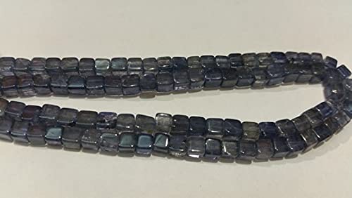 Iolite cube lisse 4mm perles naturelles de 16 pouces pour création bijoux diy