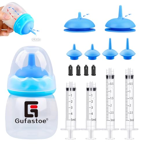 Gufastoe Biberon pour animaux de compagnie, biberons pour chatons et chiots pour kit d'allaitement, avec tétines et seringues pour toutes les races de chiots, chatons...