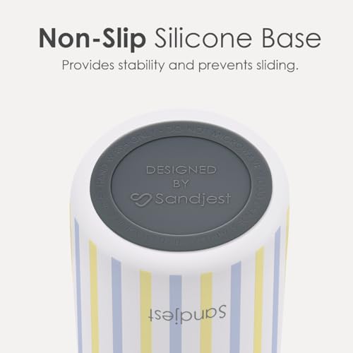 Image of Stripe Stainless Steel Water Bottle, Vacuum Insulated, Push-Button Lid, 32 oz, Gifts for Women Girls Friends Teens Birthday Christmas