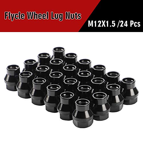 Image of 12x1.5 Extended (ET) Lug Nuts, Black, 24PCS | M12x1.5, Open Ended, 7mm Shank, For Tacoma 4runner FJ Cruiser Aftermarket Wheels