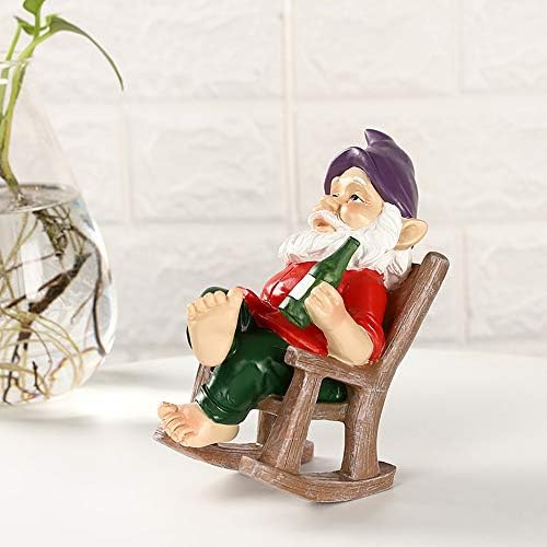 Garden Gnome Statue, Fairy Dwarf Resin Outdoor Ornaments Garden Goblin-Art decoration Funny Resin Gnome Statue for Lawn Patio Yard Décor (8*8*15cm)
