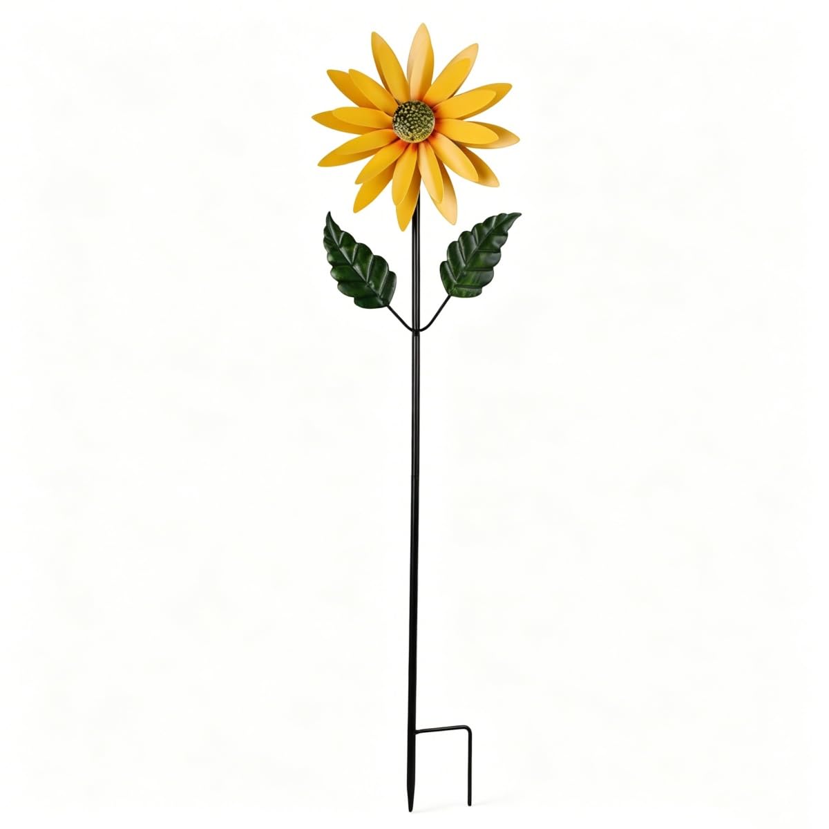 95cm Height Metal Sunflower Wind Spinner Stake, Easy Spinning Iron Garden Windmill Art Sculpture, Outdoor Yard Patio Lawn Decorative Wind Ornament