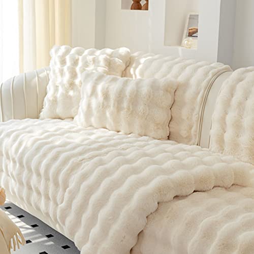 Merrylife SOFA SLIPCOVER01 Thick Plush Faux Rabbit Fur Sofa Slipcovers 1-Piece Non-Slip Warm Soft Cozy Couch Covers Furniture Protector thumb #2