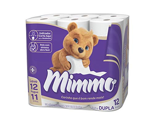 Mimmo Papel Higiênico Folha Dupla, 30m, Leve 12 Pague 11 Rolos