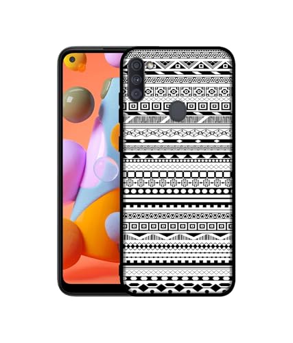 Image of Black & White Patterns Design Premium 2D Printed Metal Back Case Cover for Samsung Galaxy A11 4G / M11 4G