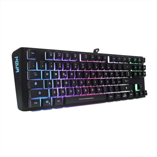 Noua Cosmo Gaming-Tastatur mit kabelgebundener Membran, Mini-USB-Spiel-Tastatur, Multimedia, 87 Tasten, RGB-Hintergrundbeleuchtung, Regenbogenfarben, 19 Tasten, Anti-Ghosting, italienisches Layout