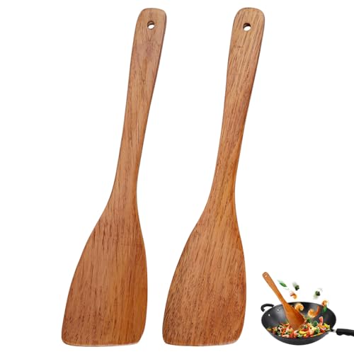 2Stück Holzschaber Olivenholz Kochlöffel Spachtel Pfannenwender Olivenholz