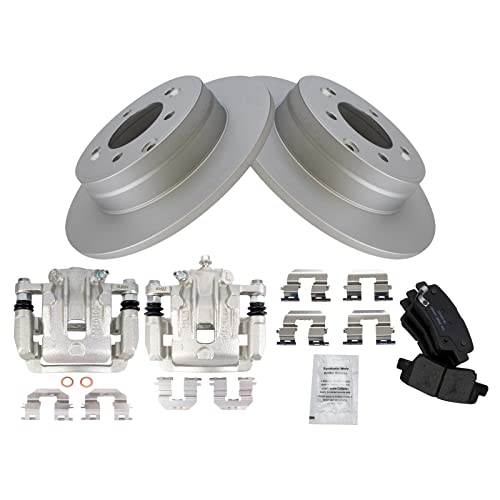 Image of TRQ Rear Brake Pad and Rotor Set Ceramic Solid G Coated Rotors Calipers | For 2012-2017 Hyundai Azera 2011-2015 Kia Optima