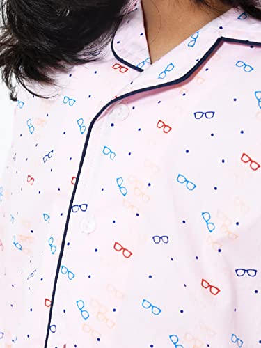 Image of Girls Premium Cotton Full Sleeves Printed Nightsuit Set | Collar Style Night Dress for Girls | Soft & Breathable Pajama Set | Trendy Kids Sleepwear & Nightwear