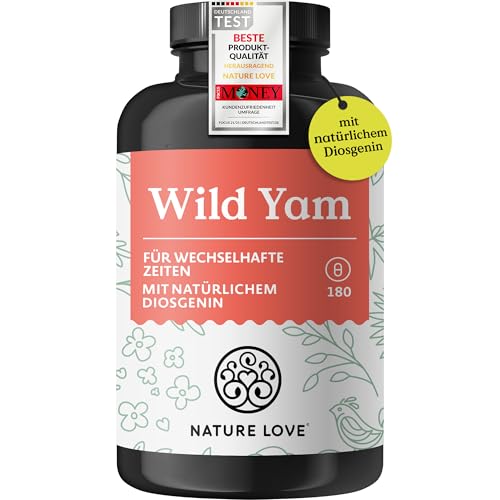 NATURE LOVE® Wild Yam Kapseln - 180 Wechseljahre Kapseln vegan - Hochdosiert mit 880mg Extrakt (davon 176mg Diosgenin) - laborgeprüft, ohne unerwünschte Zusätze und in Deutschland produziert