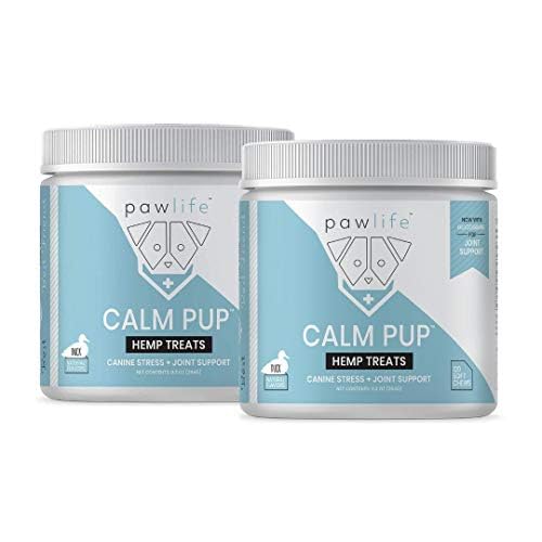 pawlife Organic Hemp Oil Infused Calming Chews for Dogs Anxiety - Dogs Essentials for Relief from Travel, Thunder, Separation, Barking, and Fireworks, Joint Pain, Arthritis, Pain Support Calm Pup