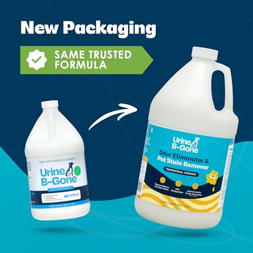 Image of Urine B-Gone, Professional Enzyme Odor Eliminator & Pet Stain Remover, Human, Cat & Dog Urine Cleaner, Effective on Laundry, Carpets & More, Original Scent, 1 Gallon (Pack of 2)