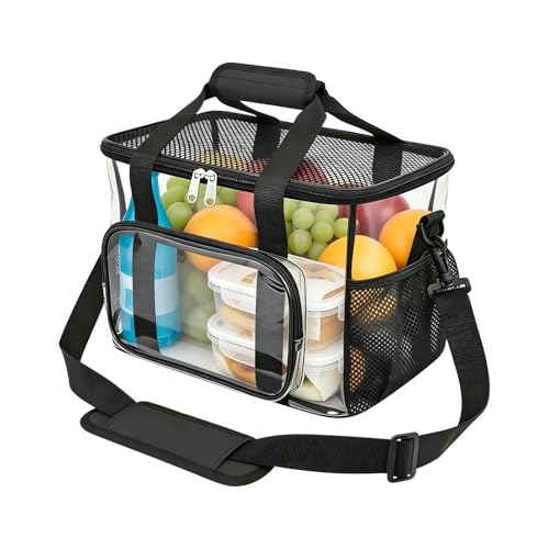 Genérico Transparente De Almuerzo | Bolso De Mano Impermeable Con Cremallera De 30x23x23 cm Con Bolsillo Delantero - portátil de bebidas - Para 24 Latas Eventos Deportivos Gimnasio Playa Camping