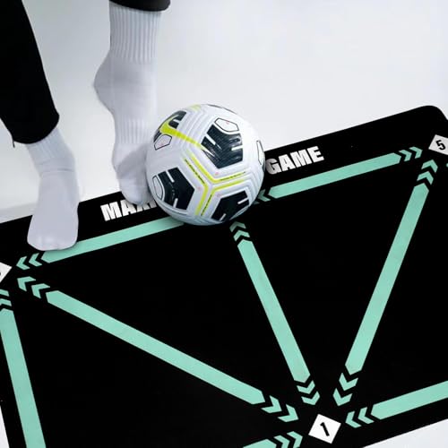 Fußball-Trainingsmatte, Fußball-Fußschritt-Trainingsmatte, Fußballausrüstung für Training, rutschfeste, leise Ausrüstung für alle Altersgruppen, um die Fußballfähigkeiten zu verbessern, 90 x 60