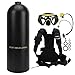 gernie Diving Tank Kit, Aviation Aluminum and Copper 4L Portable Scuba Tank Large Capacity High Pressure Gas Storage for Breathing Training (Black)