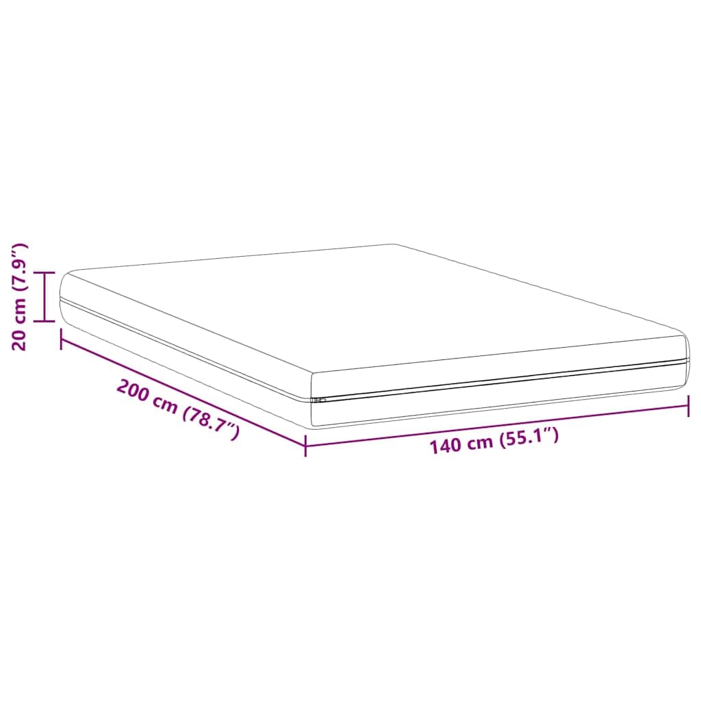 Biały materac 140 x 200 cm, rdzeń ze sprężyn kieszeniowych, warstwa kokosowa i pianka, komfort, ergonomiczny, oddychający, do sypialni, łóżka dla gości, łóżka kontynentalnego i stelaża
