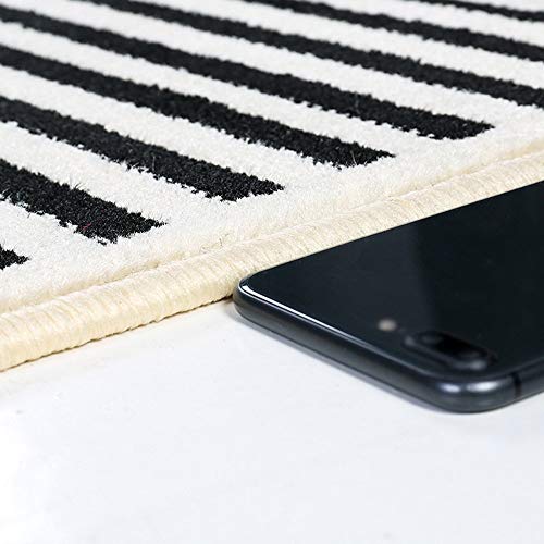 Alfombra de salón confortable con patrón de rayas para mesa de centro 3