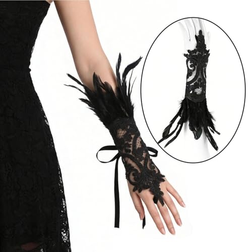 Guantes de encaje sin dedos con muñequera de juego de rol flexible y cómoda 7