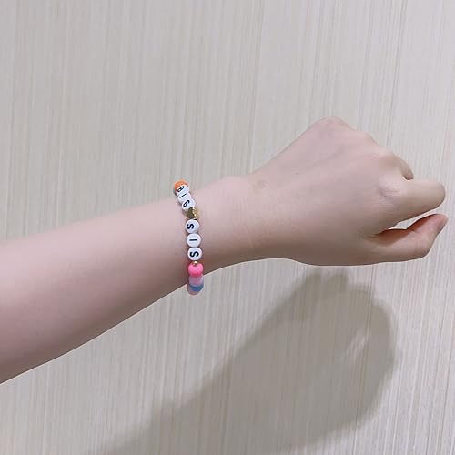 Image of Fuqimanman2020 Big Sister Bracelet Colorful Little Sister Bracelet Letter Beads Bracelet for Sister Jewelry Gift