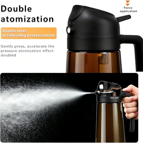 Image of 2 in 1 Oil Sprayer, Oil Sprayer for Kitchen Cooking, 470ml Oil Spray Bottle for Home (Brown+Black)