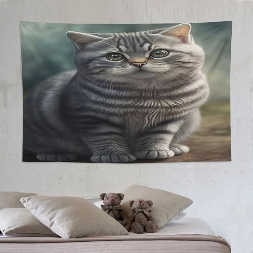 Tapisserie chat en polyester 150x230cm PAZZK pour tissu mural de salon