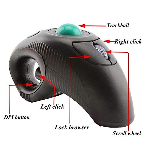 Eigiis Handheld Trackball Mouse Wired Ergonomic Finger Usb Mice For Pc Laptop Mac Right Left Handed User (Black) #TOP4