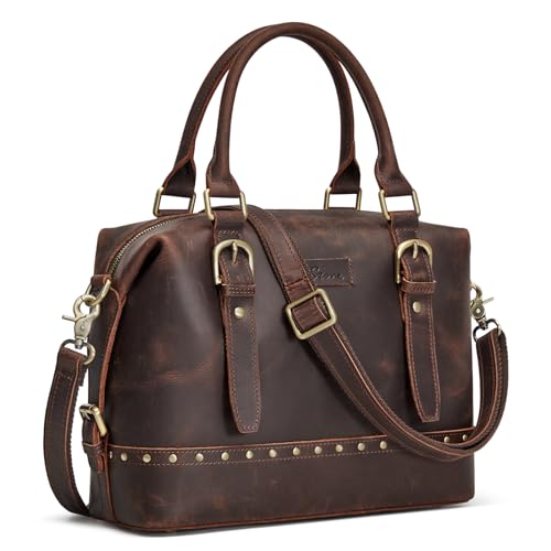 S-ZONE Top Grain Leather Crossbody Bag for Women Doctor Bag Shoulder Purses Satchel Purse2