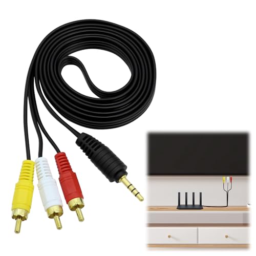 3.5 mm to RCA AV Camcorder Output Cable, 3 RCA Male Plug Stereo Audio Video Splitter Adapter Input Cord for Smartphones TV Tablets MP3 Speakers DVD CD Radios players Set-top Boxes Home Theater 1.5m
