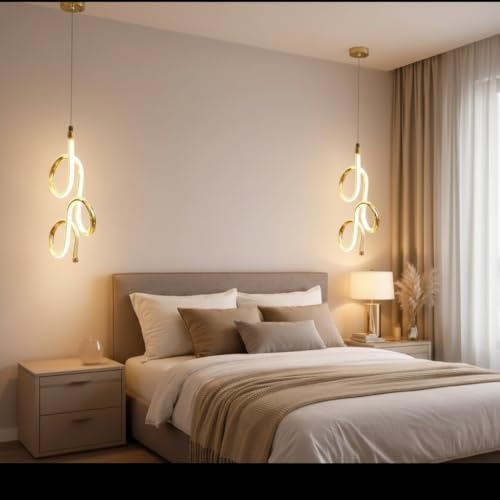 Image of BrightLyt Modern LED Hanging Lights for Living Room /Bedside, Pendant Lights for Ceiling of Kitchen Island, Hanging Lights for Home Decoration /Dining Area /Cafe (Pack of 1)