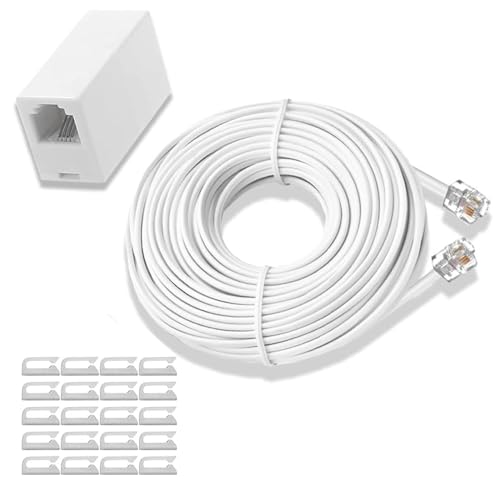 25���[�g���d�b�P�[�u�� �d�b�����X�������W�����[�P�[�u�� �d�b���R�l�N�^J11�A�_�v�^���W�����[�P�[�u���[�X�g���[�g RJ11 6P4C �C�����C���J�v���[ 20�P�[�u���N���b�v�z���_�[ �z���C�i��-20���[�g���j [���s�A���i]