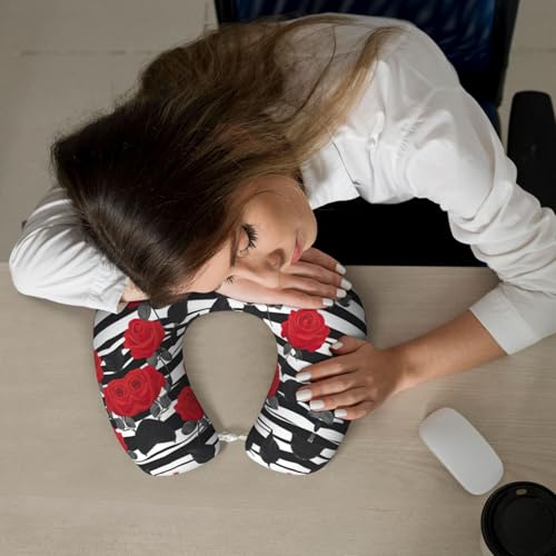 Almohada de viaje de espuma viscoelástica ajustable negra miniatura 7
