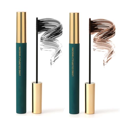 Wimperntusche Wasserfest, 2 Farben Mascara Langlebig & Nicht Verklumpend, Verlängerung & Volumen Mascara, Smudge-proof & False Lash Effect Wimperntusche (Braun + Schwarz)