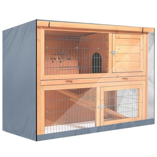 PureBowlic Housse de protection pour clapier à deux étages en tissu Oxford 210D, coupe-vent, résistante aux UV, imperméable, toutes saisons, avec rideau...