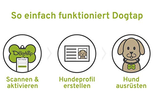 Dogtap Solid, digitale Hundemarke Knochen, mit NFC-Chip und QR Code für Kontaktdaten und Steckbrief, PVC, Metall, wasserfest, robust, 41,6 x 28,5 x 4,6 mm