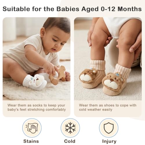 Image of SNOWIE SOFT 3 Pairs Baby Girls Stocking Polyester Cotton Mesh Stocking Knee High Breathable Summer Stockings Cartoon Baby Stockings Gift for Baby Girls 0-3 Years Old